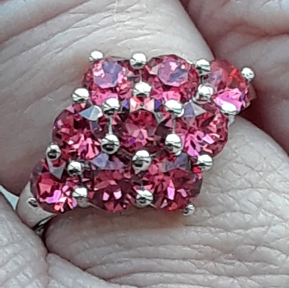 Nwt! Genuine 9 Swarovski Crystal .925 Ring sz 7